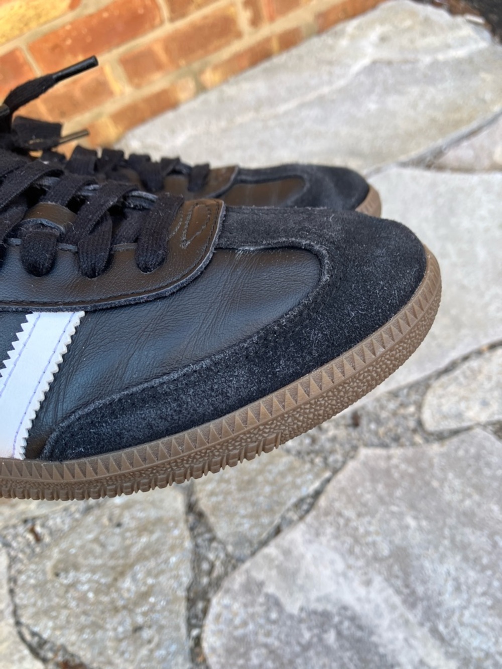 adidas Samba OG Black with White Stripes and Brown Gum Sole - Picture 14 of 17